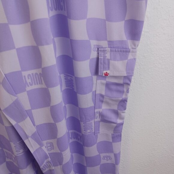 JUICY BY JUICY COUTURE WOMEN'S HIGH RISE PLUS JOGGER PANTS IN LILAC CHECK,2X - Picture 3 of 8
